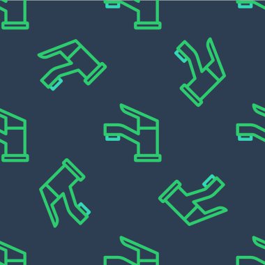 Line Water musluk simgesi mavi arkaplanda izole edilmiş kusursuz desen. Vektör