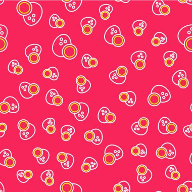 Hindistan cevizi simgesi kırmızı arkaplanda izole edilmiş. Vektör