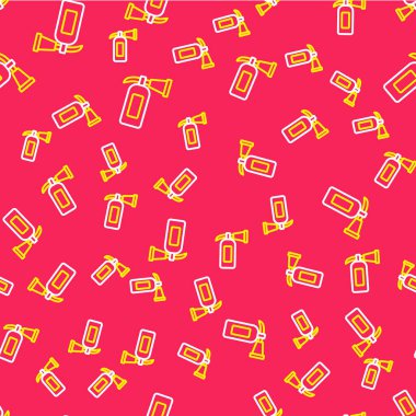 Hat Yangın söndürme ikonu kırmızı arka planda izole edilmiş pürüzsüz desen. Vektör