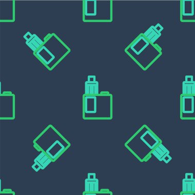 Satır Vape mod aygıt simgesi mavi arkaplanda izole edilmiş kusursuz desen. Tüttürme aleti. Buharlaştırıcı Cihaz. Vektör