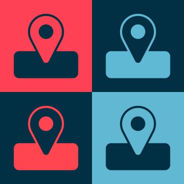 Kamp ya da turlar için popüler sanat mekanları ve renkli arka planda izole edilmiş seyahat simgeleri. Vektör