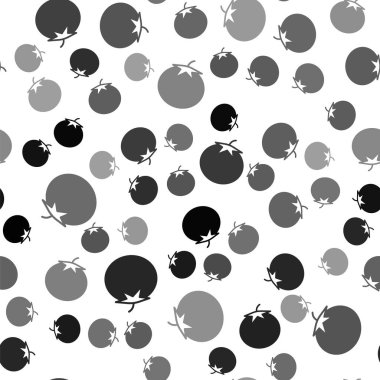 Siyah domates ikonu beyaz arkaplanda izole edilmiş kusursuz desen. Vektör