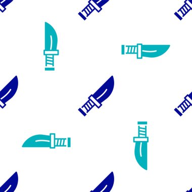 Mavi Hançer simgesi beyaz arkaplanda izole edilmiş kusursuz desen. Bıçak ikonu. Keskin bıçaklı kılıç. Vektör