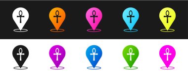 Siyah ve beyaz arkaplanda Cross ankh simgesini ayır. Mısır dilinde yaşam ya da ölümsüzlüğün sembolü. Vektör