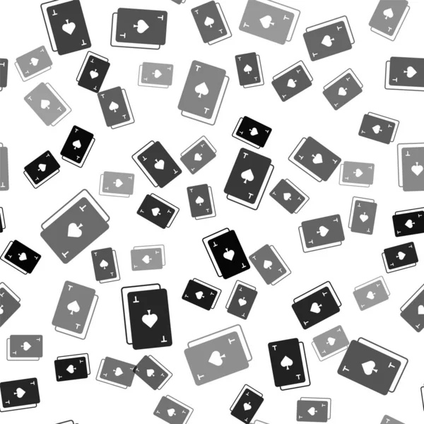 Black Playing Card Spades Symbol Icon Isolated Seamless Pattern White — Stock Vector