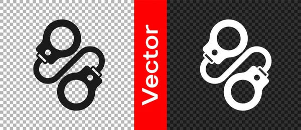 Black Handcuffs Icon Isolated Transparent Background Vector — Stock Vector