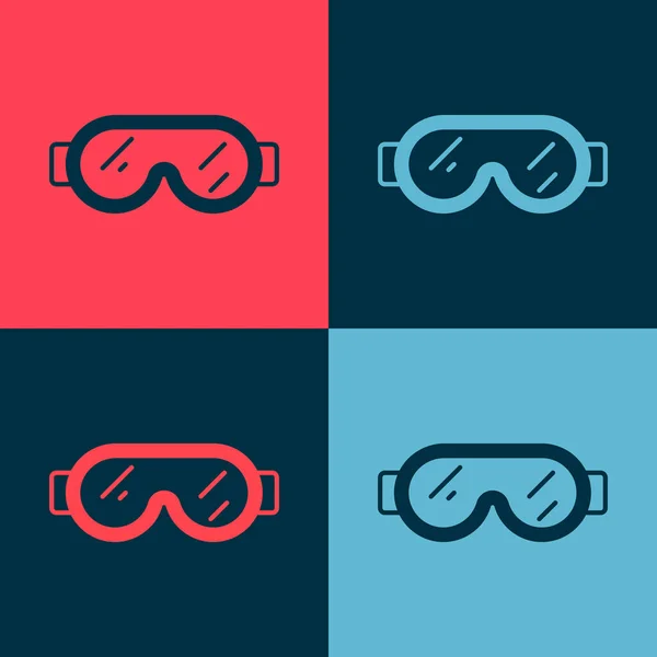 Pop Art Säkerhet Goggle Glasögon Ikon Isolerad Färg Bakgrund Vektor — Stock vektor