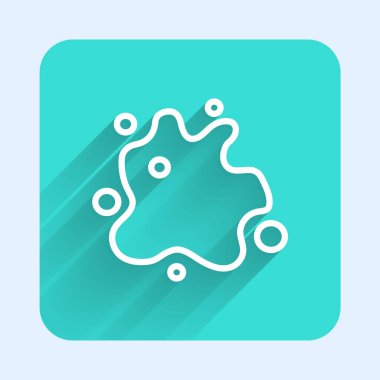 Beyaz çizgi boyası ikonu uzun gölge arkaplanı ile izole edilmiş. Yeşil kare düğmesi. Vektör