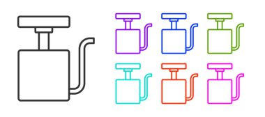 Beyaz arka planda izole edilmiş dinamit simgesi için siyah çizgi ateşleyicisi. Simgeleri renklendirin. Vektör