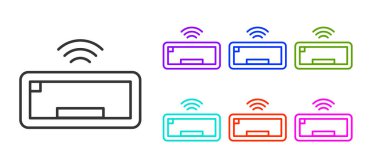 Siyah çizgi Bilgisayar klavye simgesi beyaz arkaplanda izole edildi. Bilgisayar bileşeni işareti. Simgeleri renklendirin. Vektör