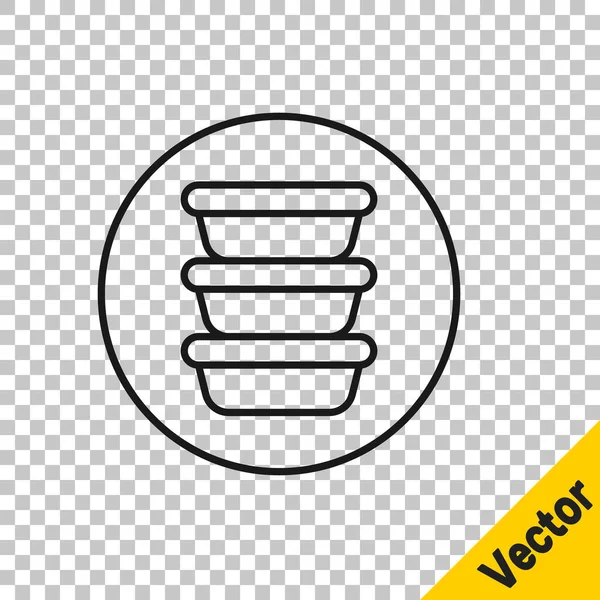 Black Line Bowl Symbol Isoliert Auf Transparentem Hintergrund Vektor — Stockvektor