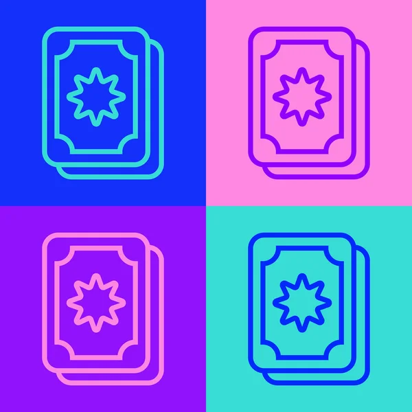 Pop Konst Linje Tarot Kort Ikon Isolerad Färg Bakgrund Magiska — Stock vektor