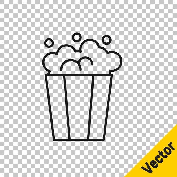 Ligne Noire Popcorn Carton Icône Boîte Isolée Sur Fond Transparent — Image vectorielle