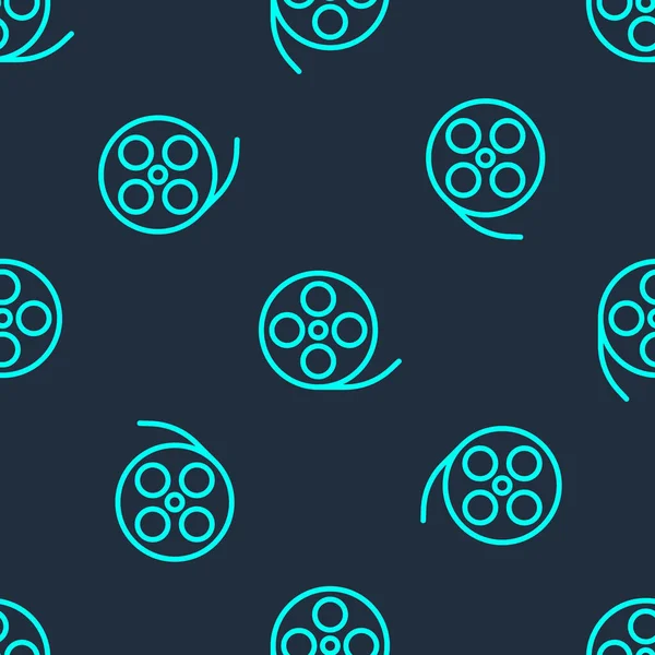 Grüne Linie Filmspule Symbol Isoliert Nahtlose Muster Auf Blauem Hintergrund — Stockvektor