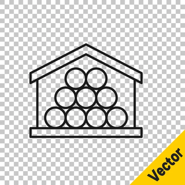 Schwarze Linie Holzstämme Symbol Isoliert Auf Transparentem Hintergrund Brennholzstapel Vektor — Stockvektor