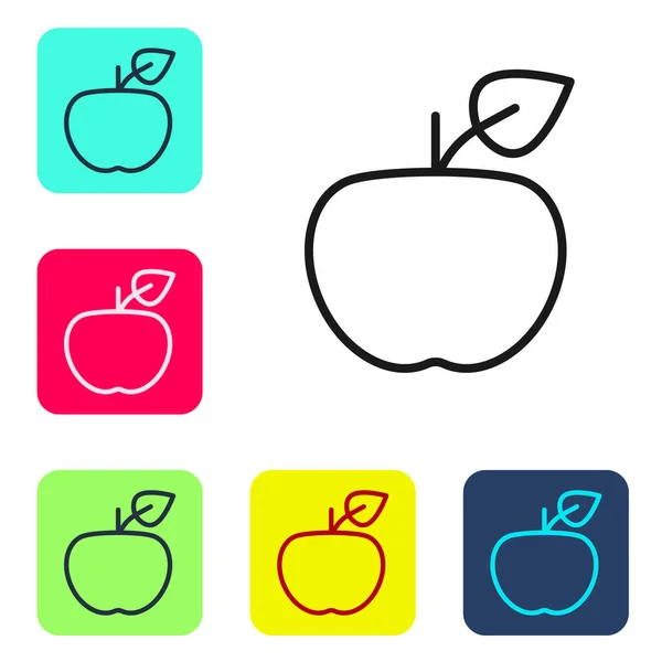 Schwarze Linie Apple Symbol Isoliert Auf Weißem Hintergrund Übergewicht Gesunde — Stockvektor
