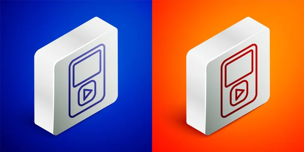 Isometric Line Music Player Icon Isolated Blue Orange Background Portable — Stock Vector