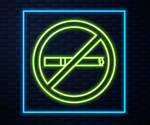 Parlayan Neon Hattı Duvarın Arkasında Sigara Içilmeyen Simge Var Sigara — Stok Vektör
