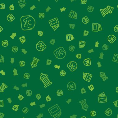 Bıyık ve sakal, berber dükkânı direği ve krem kozmetik kavanozunu pürüzsüz desene göre ayarla. Vektör