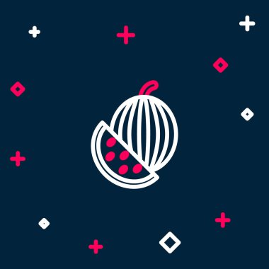 Çizgi karpuz simgesi mavi arkaplanda izole edildi. Renkli taslak konsepti. Vektör