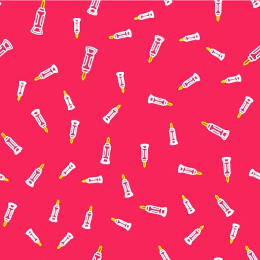 Line İnşaat matkap ikonu kırmızı arka planda izole edilmiş pürüzsüz desen. Vektör