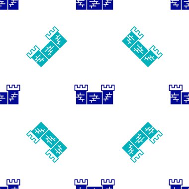 Çin ikonunun mavi büyük duvarı beyaz arka planda izole edilmiş pürüzsüz desen. Vektör.