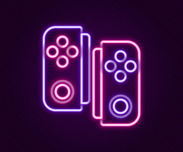 Línea Neón Brillante Icono Gamepad Aislado Sobre Fondo Negro Controlador — Vector de stock