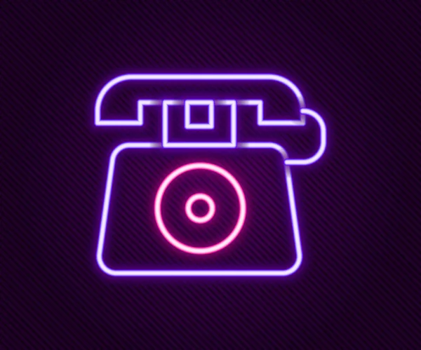Gloeiende Neon Lijn Telefoon Met Noodoproep 911 Pictogram Geïsoleerd Zwarte — Stockvector