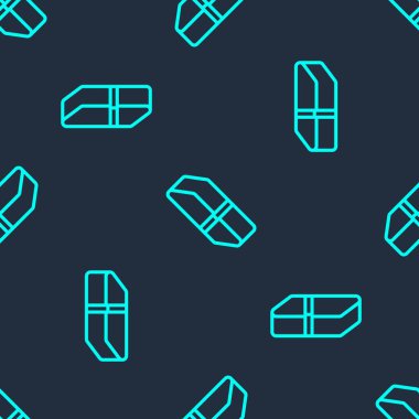 Yeşil çizgi silici ya da kauçuk ikon mavi arkaplanda izole edilmiş pürüzsüz desen. Vektör.