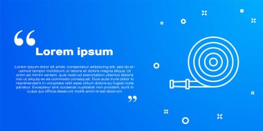 Beyaz çizgili itfaiye hortumu ikonu mavi arka planda izole edildi. Vektör