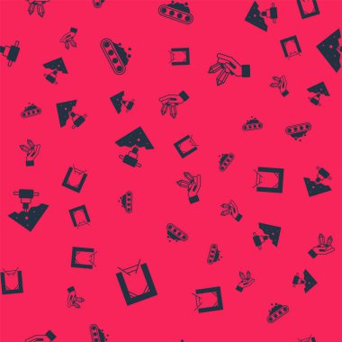 Mayın girişi, kömür taşıyan taşıyıcı bant, inşaat matkabı ve pürüzsüz desenli Mücevher taşı. Vektör