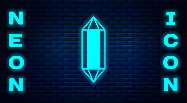 Leuchtende Neon Edelstein Ikone Isoliert Auf Backsteinwand Hintergrund Schmuck Symbol — Stockvektor