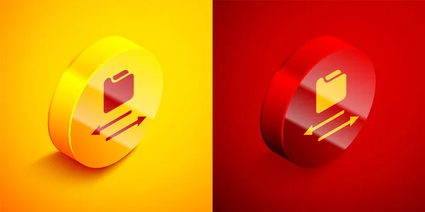 Isometric Transfer Files Icon Isolated Orange Red Background Copy Files — Stock Vector