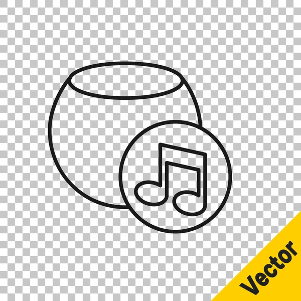 Black Line Voice Assistant Icon Isolated Transparent Background Voice Control — Stock Vector
