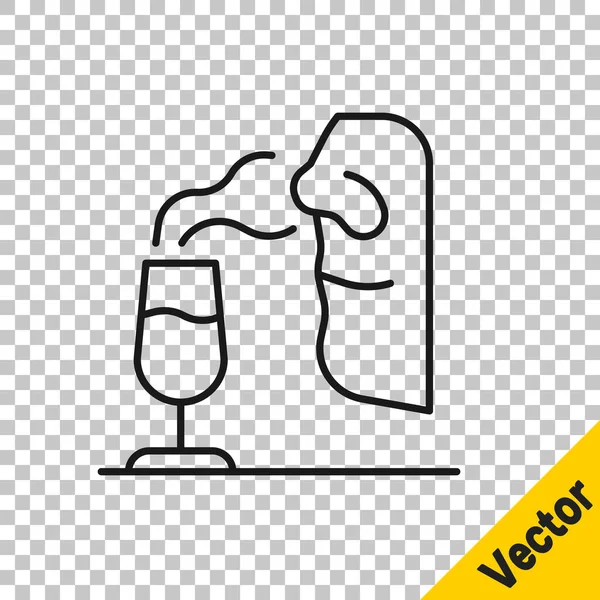 Black Line Sommelier Icon Isolated Transparent Background Wine Tasting Degustation — Stock Vector