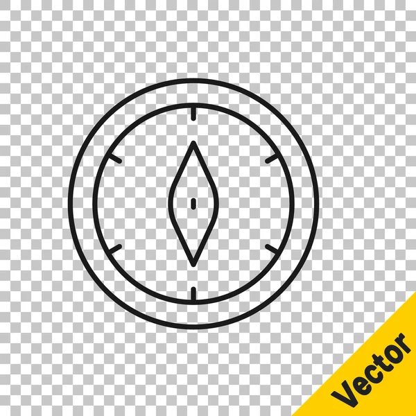Svart Linje Kompass Ikon Isolerad Transparent Bakgrund Windrose Navigeringssymbol Vindrosa — Stock vektor