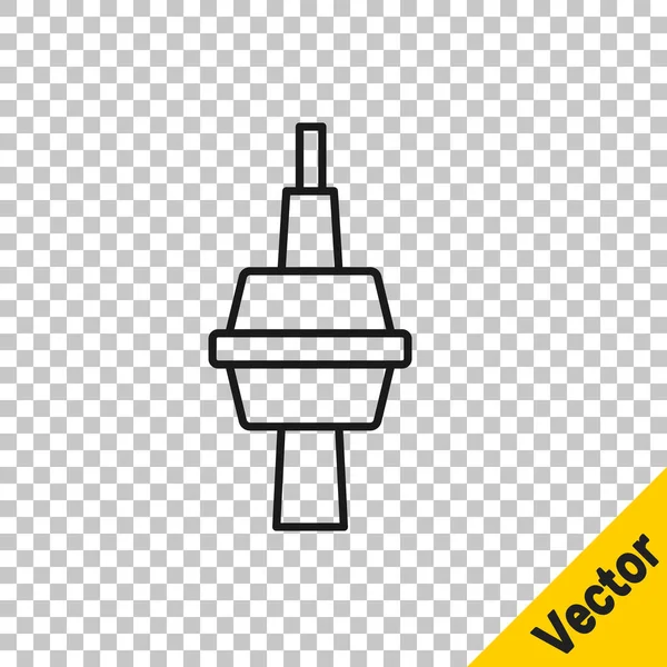 Black Line Tower Toronto Icono Aislado Sobre Fondo Transparente Famoso — Vector de stock