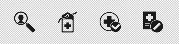 Set Medische Analyse Cross Ziekenhuis Medische Tag Recept Pictogram Vector — Stockvector