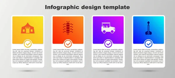 Set Tenda Turistica Insetto Centopiedi Safari Auto Freccia Modello Infografica — Vettoriale Stock