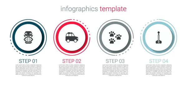 Set Mexicaanse Mayan Aztec Masker Auto Paw Print Pijl Bedrijfsinfographic — Stockvector
