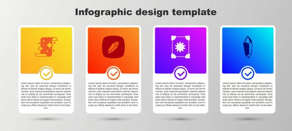 Definir Pergaminho Mágico Pedra Livro Magia Antiga Modelo Infográfico Negócios — Vetor de Stock