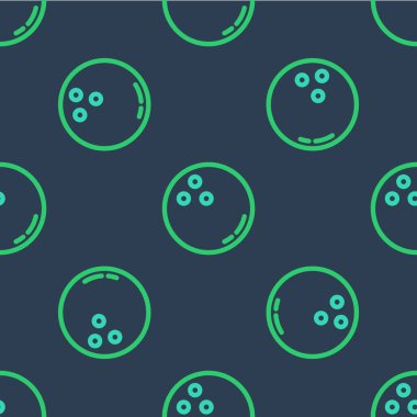 Çizgi bovling topu simgesi mavi arkaplanda izole edilmiş. Spor malzemeleri. Vektör