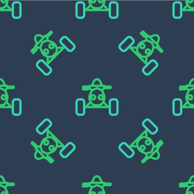 Tüm arazi araçları ya da ATV motosiklet ikonu mavi arka planda izole edilmiş pürüzsüz desen. Dörtlü bisiklet. Olağanüstü bir spor. Vektör