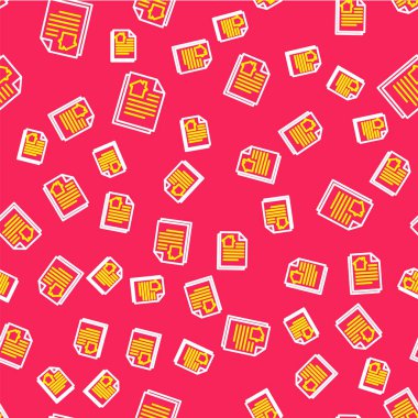 Line House sözleşmesi ikonu kırmızı arka planda izole edilmiş kusursuz desen. Sözleşme oluşturma hizmeti, belge oluşumu, başvuru formu bileşimi. Vektör