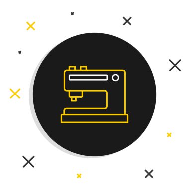 Çizgi dikiş makinesi simgesi beyaz arkaplanda izole edildi. Renkli taslak konsepti. Vektör