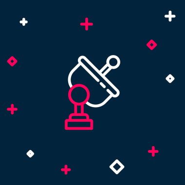 Radar simgesi mavi arkaplanda izole edildi. Arama sistemi. Uydu sinyali. Renkli taslak konsepti. Vektör