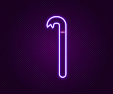 Parlayan neon çizgisi Crowbar simgesi siyah arkaplanda izole edildi. Renkli taslak konsepti. Vektör
