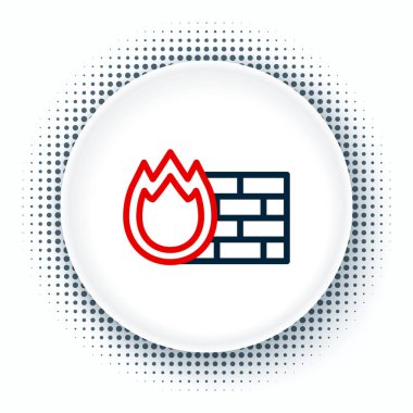 Firewall hattı, beyaz arka planda izole edilmiş güvenlik duvarı simgesi. Renkli taslak konsepti. Vektör