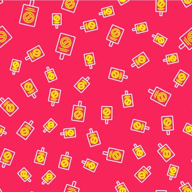 Çizgi Protesto simgesi kırmızı arkaplanda pürüzsüz desen izole etti. Toplantı, protestocu, grev, konuşma, pankart, protesto pankartı, dilekçe, lider, broşür. Vektör