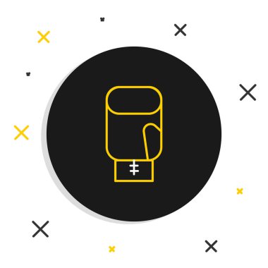 Beyaz arkaplanda çizgi boks eldiveni simgesi izole edildi. Renkli taslak konsepti. Vektör